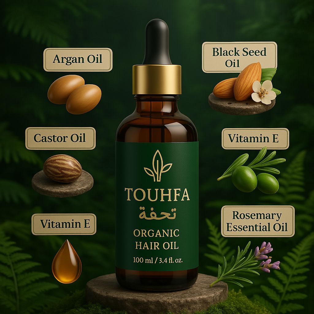 TOUHFA Organic Hair Oil – Cold-Pressed Blend (50ml)